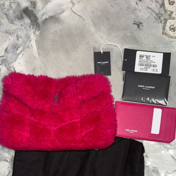 Yves Saint Laurent pouch puffy shearling clutch - Picture 7 of 12